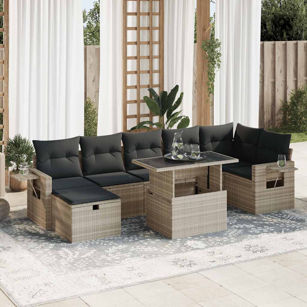 Set De Sofás De Jardín Y Cojines 8 Piezas Ratán Sintético