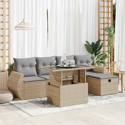 Set De Sofás De Jardín 6 Piezas Y Cojines Ratán Sintético Negro