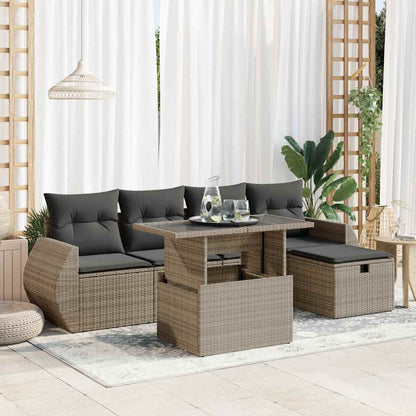 Set De Sofás De Jardín 6 Piezas Y Cojines Ratán Sintético Negro