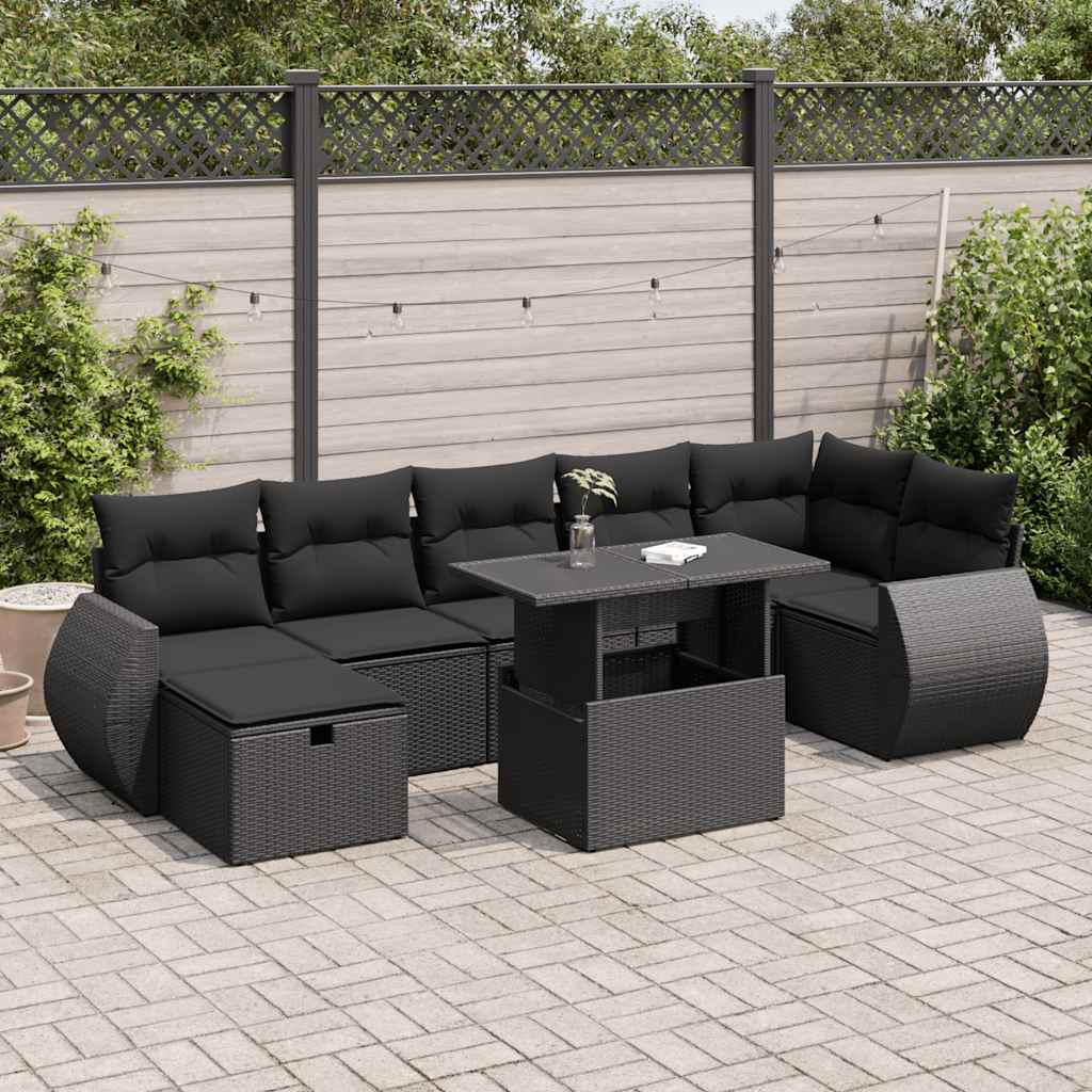 Set De Sofás De Jardín Y Cojines 8 Piezas Ratán Sintético Beige