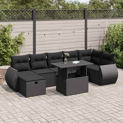 Set De Sofás De Jardín Y Cojines 8 Piezas Ratán Sintético Beige