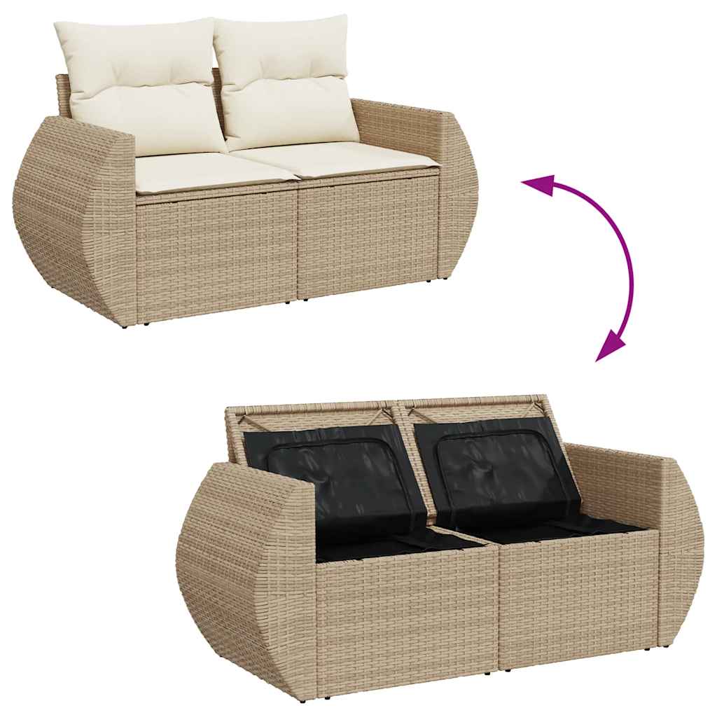 Set De Sofás De Jardín Y Cojines 8 Piezas Ratán Sintético Beige