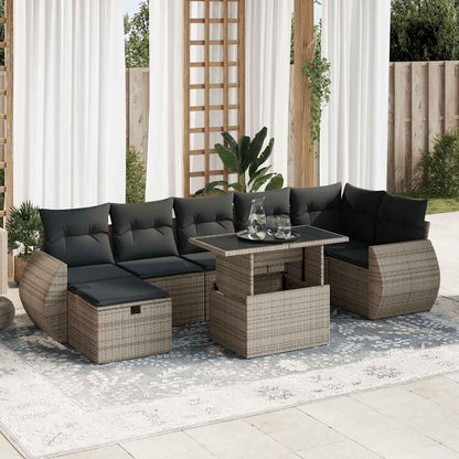 Set De Sofás De Jardín Y Cojines 8 Piezas Ratán Sintético Beige