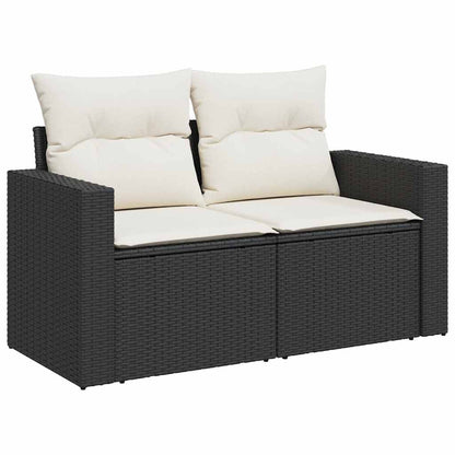 Set Sofás Jardín Y Cojines 6 Pzas Ratán Sintético Acacia Negro