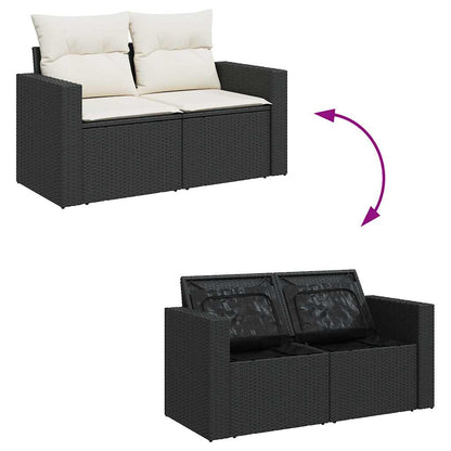 Set Sofás Jardín Y Cojines 6 Pzas Ratán Sintético Acacia Negro