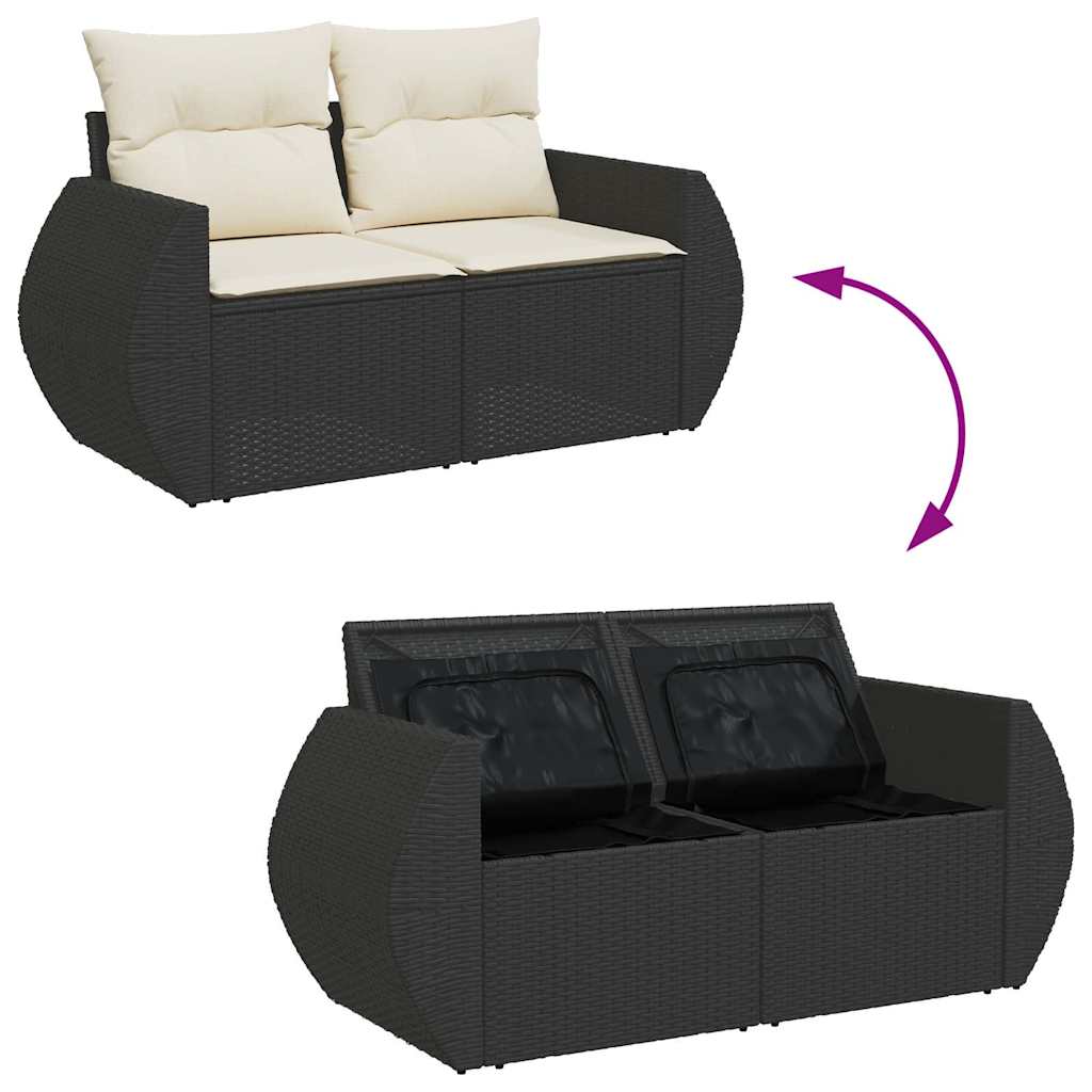 Set Sofás Jardín Y Cojines 6 Pzas Ratán Sintético Acacia Negro