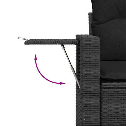 Set Sofás Jardín Y Cojines 6 Pzas Ratán Sintético Acacia Negro