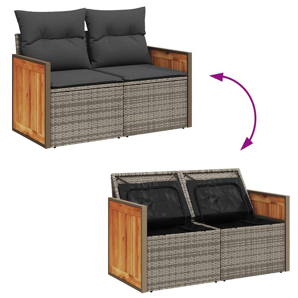 Set De Sofás De Jardín Y Cojines 8 Piezas Ratán Sintético
