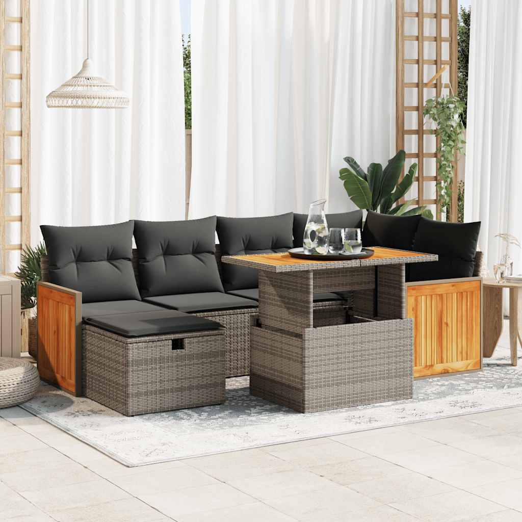 Set De Sofás De Jardín Y Cojines 8 Piezas Ratán Sintético