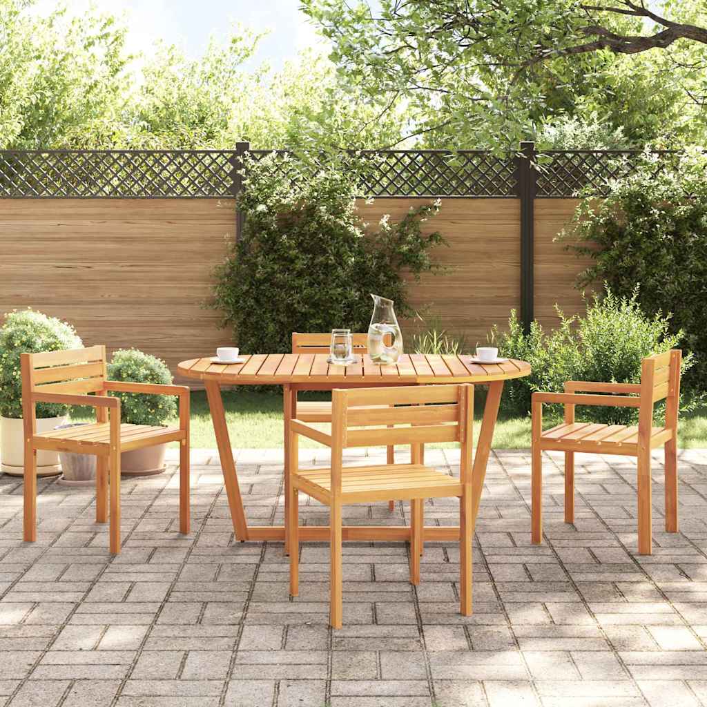 Mesa De Comedor De Jardín Ovalada De , Madera Maciza De Acacia