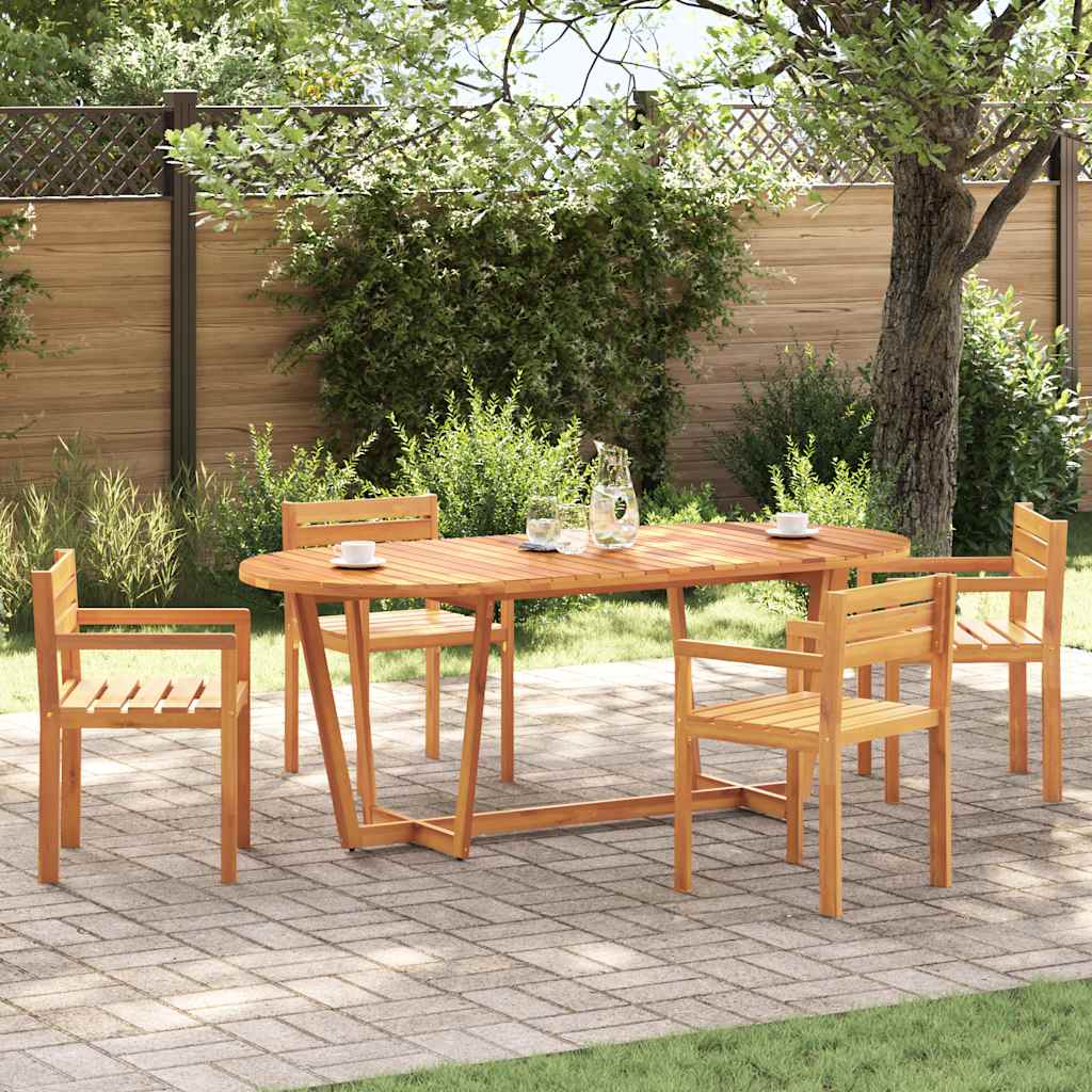 Mesa De Comedor De Jardín Ovalada De , Madera Maciza De Acacia
