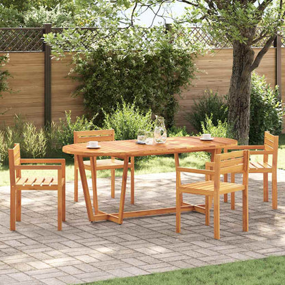 Mesa De Comedor De Jardín Ovalada De , Madera Maciza De Acacia