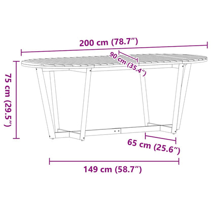 Mesa De Comedor De Jardín Ovalada De , Madera Maciza De Acacia