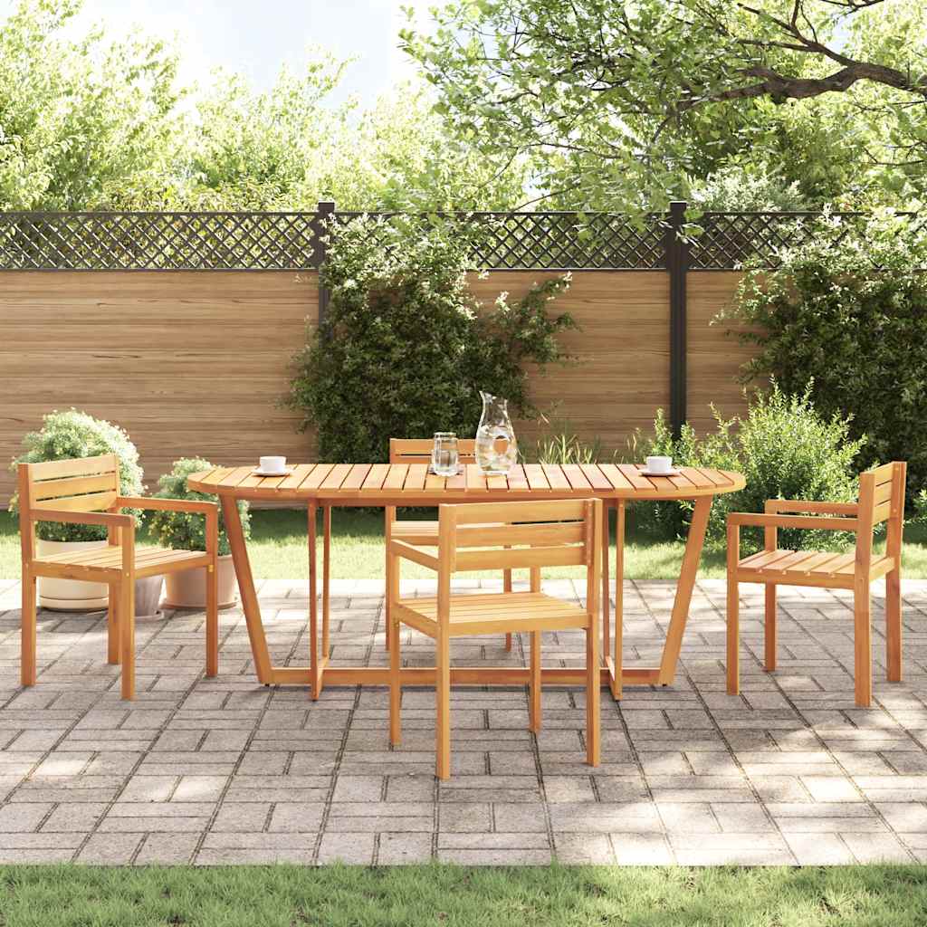 Mesa De Comedor De Jardín Ovalada De , Madera Maciza De Acacia