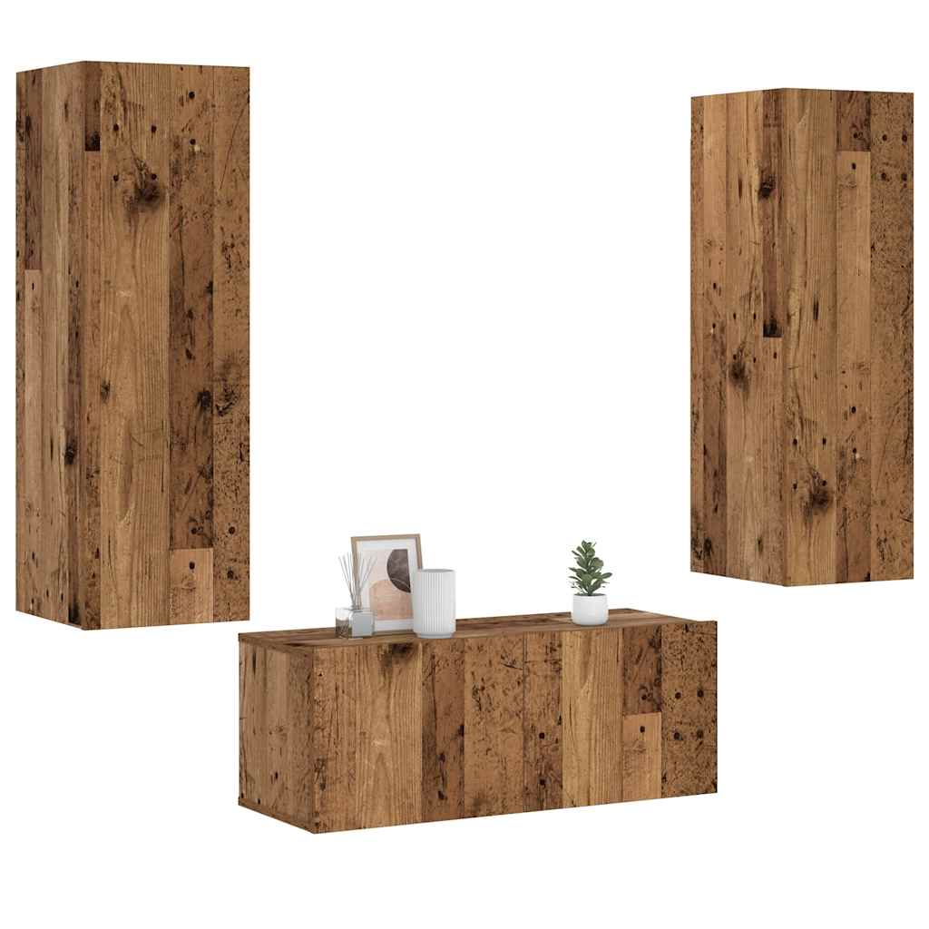 Conjunto De Mueble De Tv 3 Pcs Madera De Ingeniería