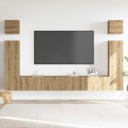 Mueble Para Tv De Pared Madera Contrachapada Artesanal 6 Piezas