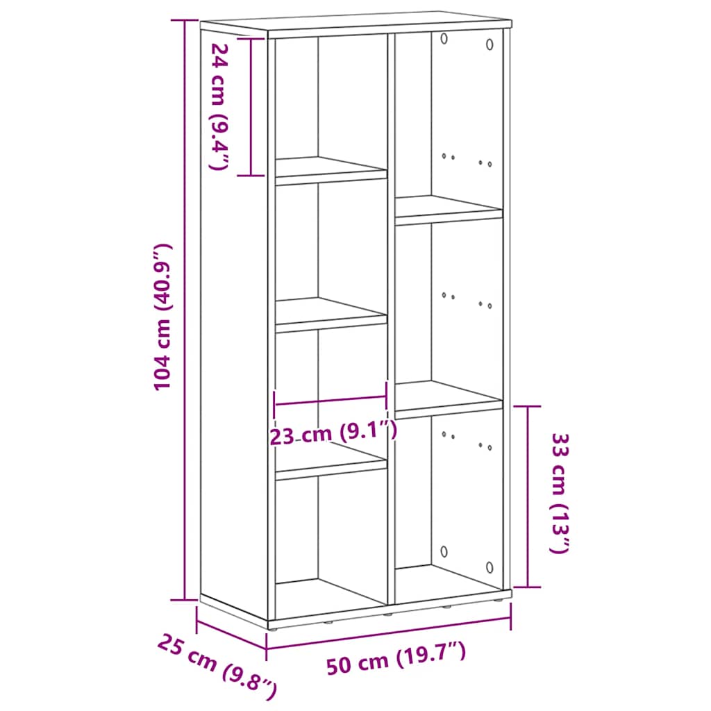 Estantería De Madera De Ingeniería 50X25X104 Cm