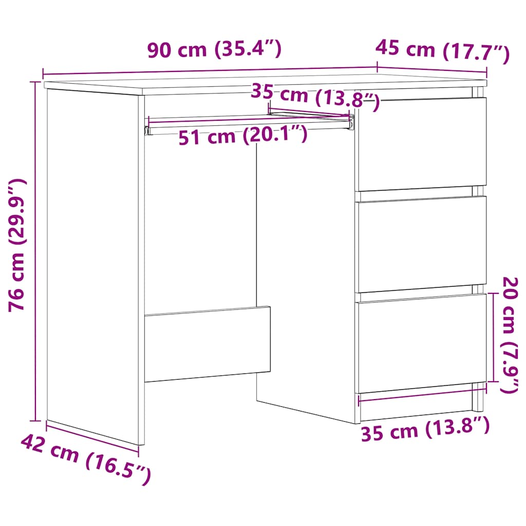 Escritorio De Madera Contrachapada 90X45X76 Cm