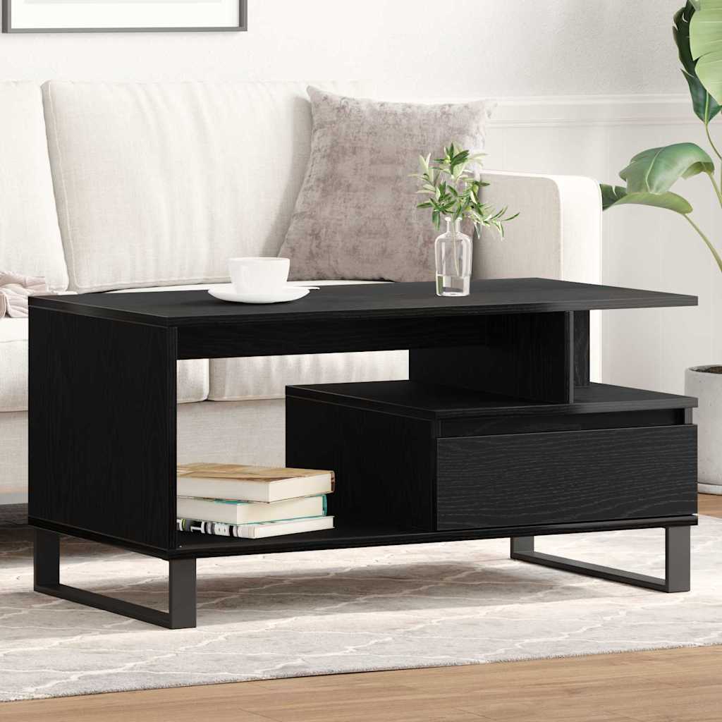 Mesa De Centro Madera Contrachapada Roble Marrón 90X49X45 Cm