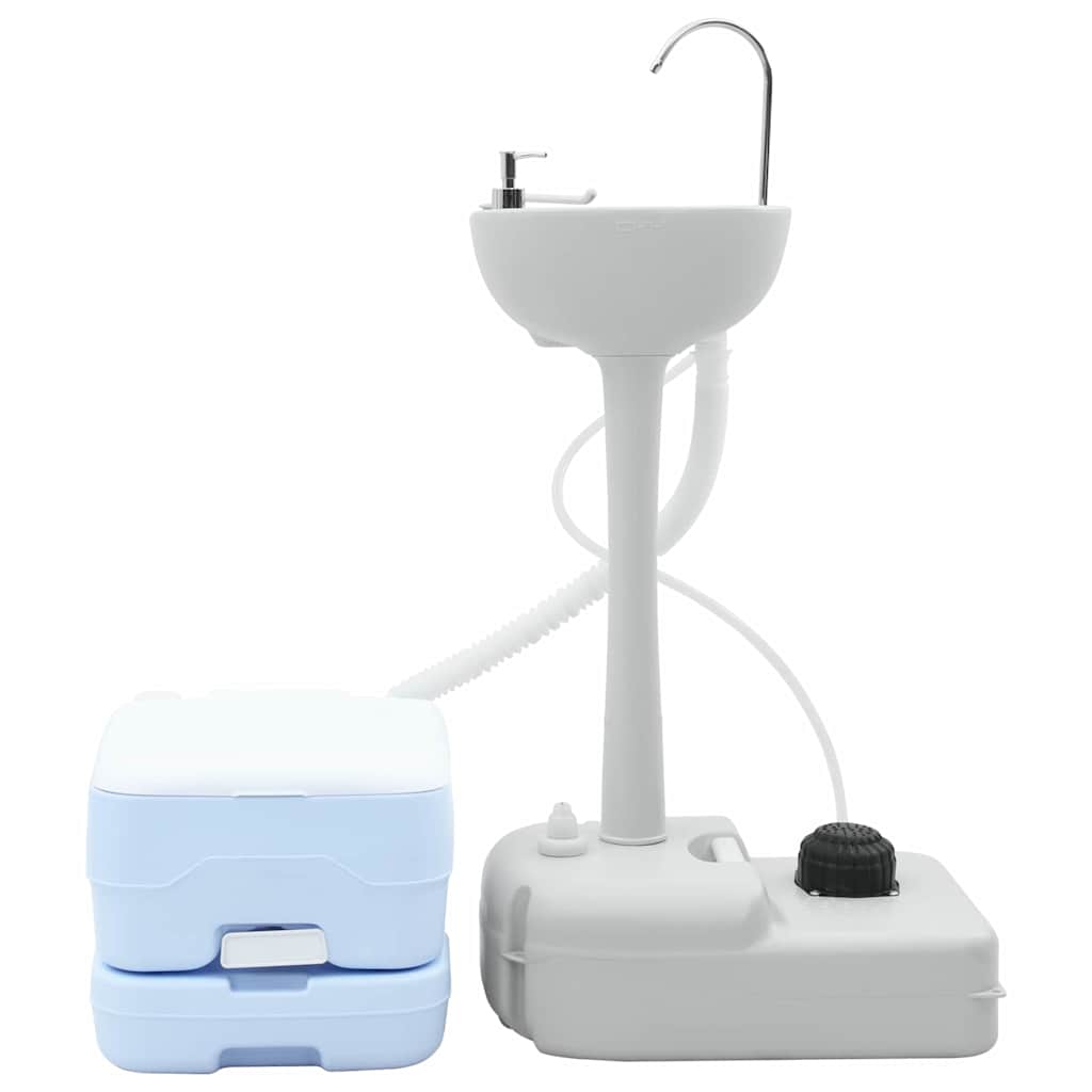 Set De Inodoro Para Camping 2 Pcs Azul Y