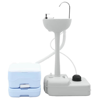 Set De Inodoro Para Camping 2 Pcs Azul Y
