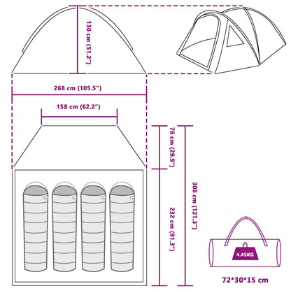 Tienda De Camping 4 Personas 308 X 268 X 130 Cm