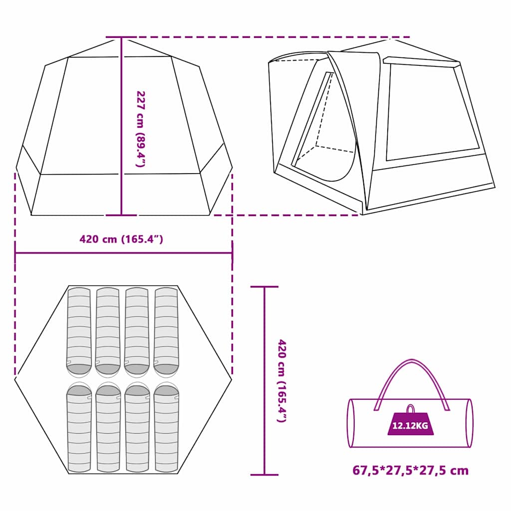 Tienda De Camping Cabaña 420 X 420 X 227 Cm Poliéster