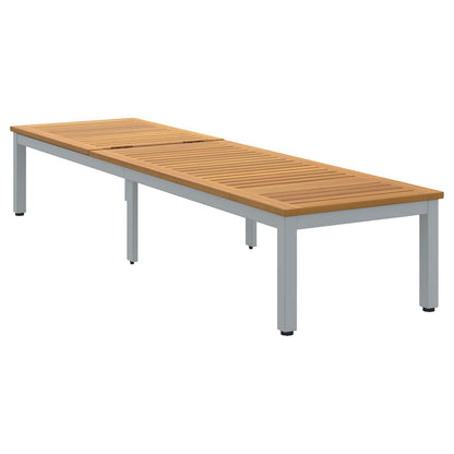 Tumbona Gris 200 X 55 X 35 Cm Madera De Acacia Sólida