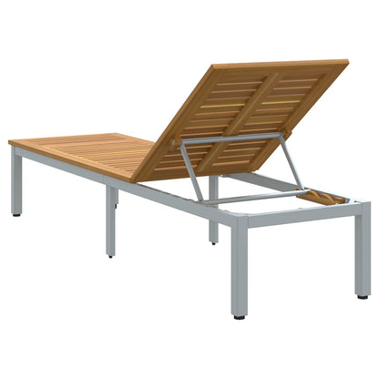 Tumbona Gris 200 X 55 X 35 Cm Madera De Acacia Sólida