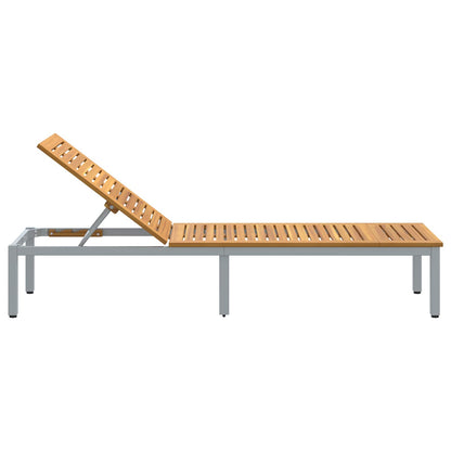 Tumbona Gris 200 X 55 X 35 Cm Madera De Acacia Sólida