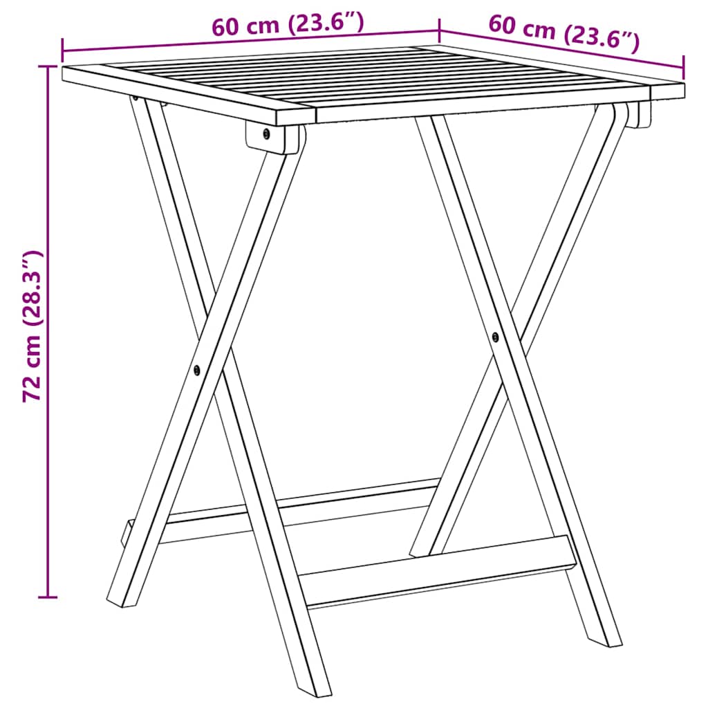 Mesa De Jardín Natural Madera De Acacia Sólida