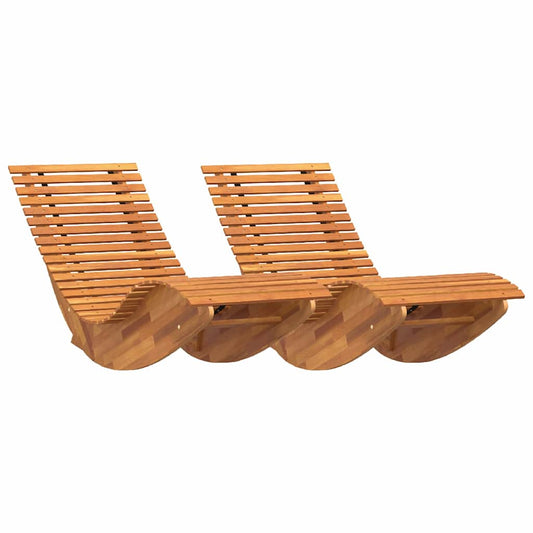Tumbona 2 Pcs Marrón 154 X 60 X 74 Cm Madera De Acacia Sólida