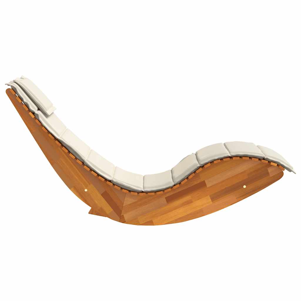 Tumbona Mecedora Con Cojín De Madera Maciza De Acacia