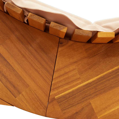 Tumbona Mecedora Con Cojín De Madera Maciza De Acacia