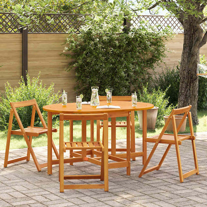 Set Comedor De Jardín Plegable 5 Piezas Madera Maciza De Acacia