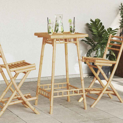 Conjunto De Bar Para Exterior De 3 Piezas Plegable De Bambú