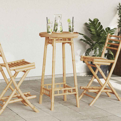 Conjunto De Bar Para Exterior De 3 Piezas Plegable De Bambú