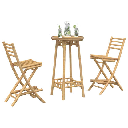 Conjunto De Bar Para Exterior De 3 Piezas Plegable De Bambú