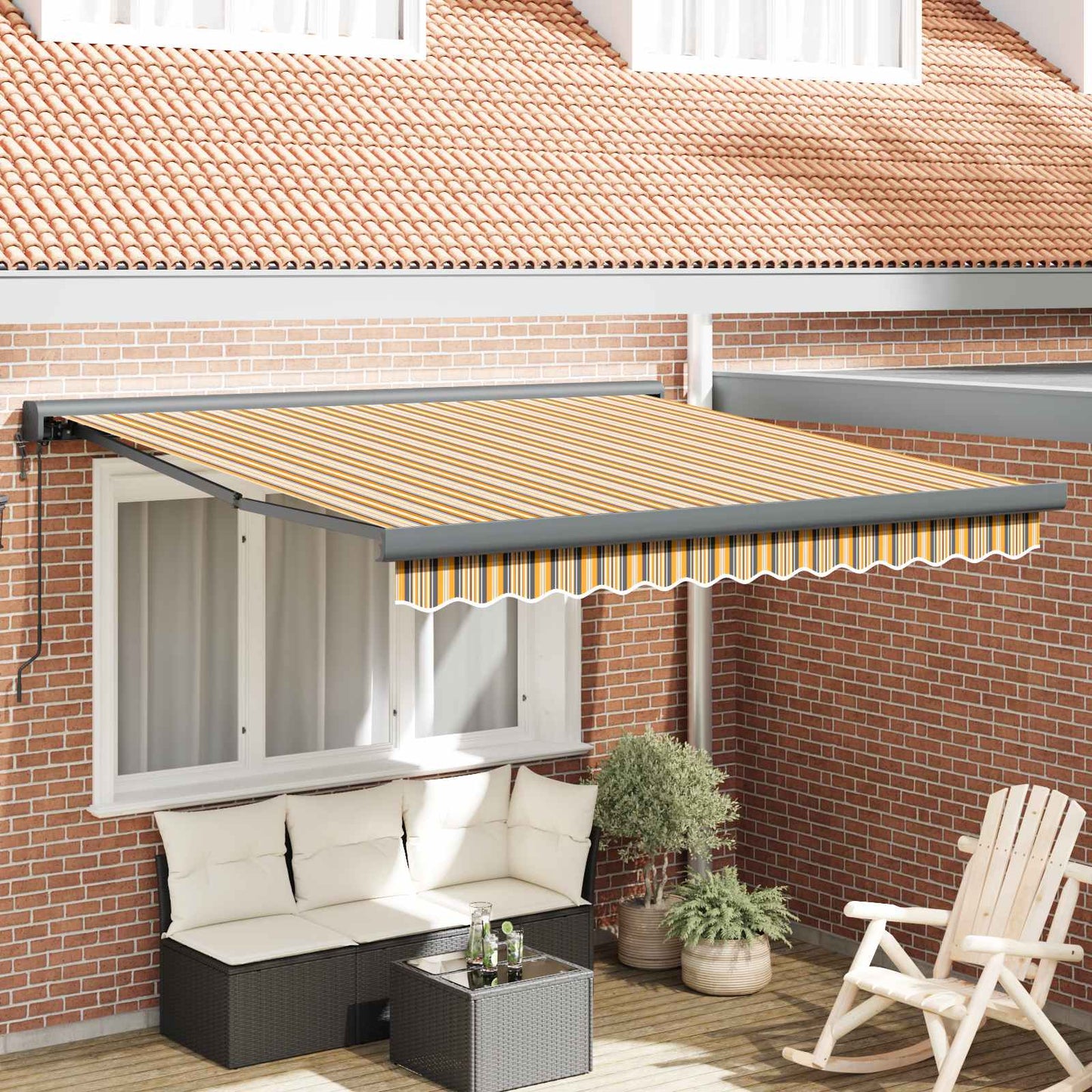 Toldo Retráctil Aluminio Y Tela Gris 3X2,5 M