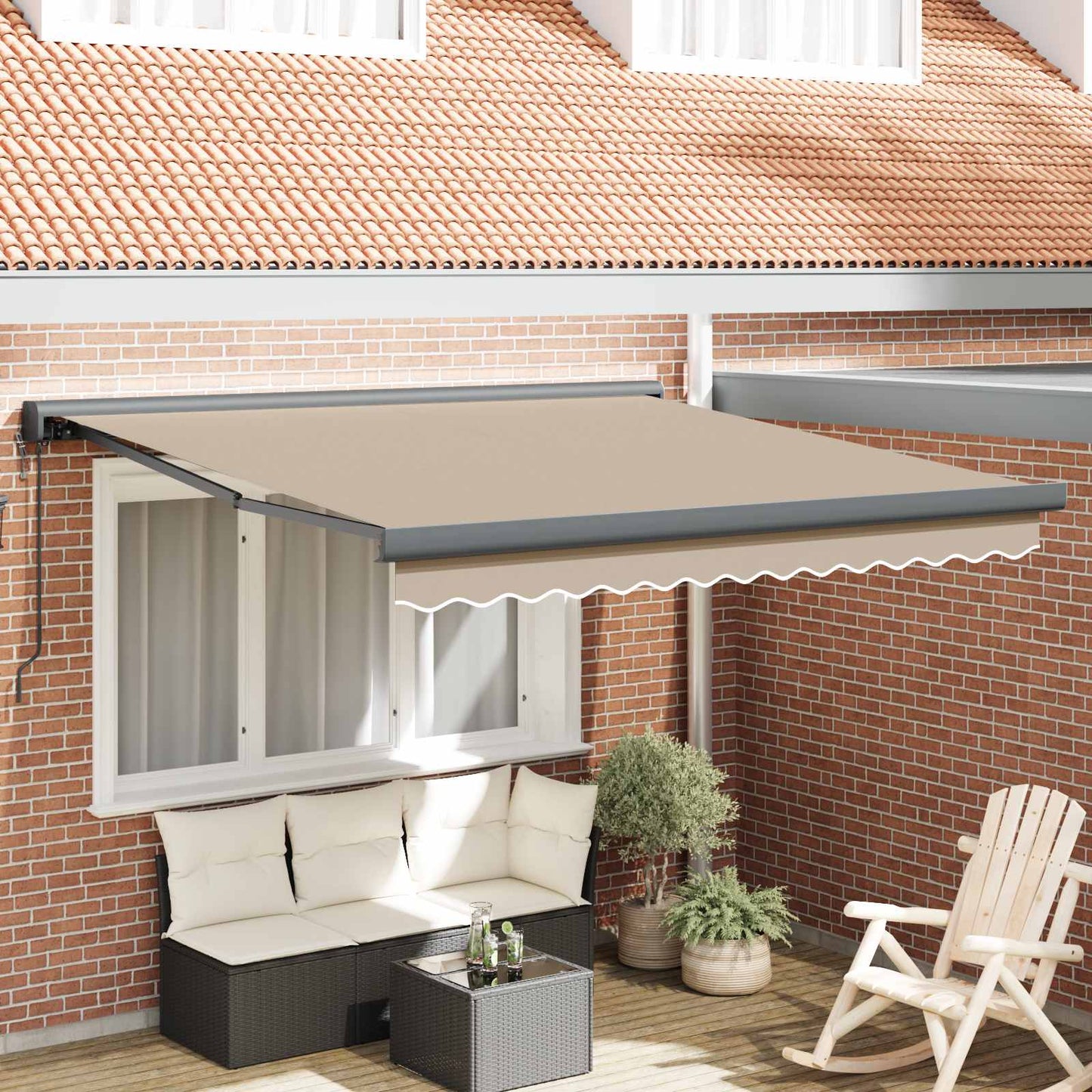 Toldo Retráctil Aluminio Y Tela Gris 3X2,5 M