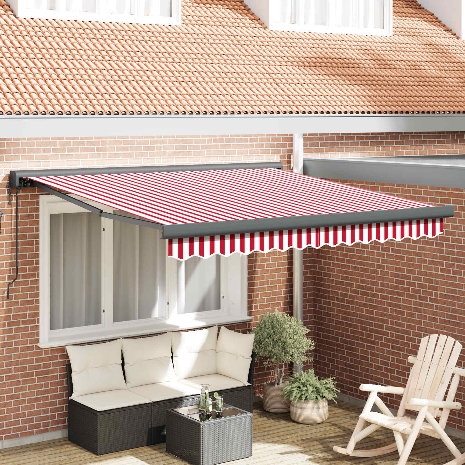 Toldo Retráctil Aluminio Y Tela Gris 3X2,5 M