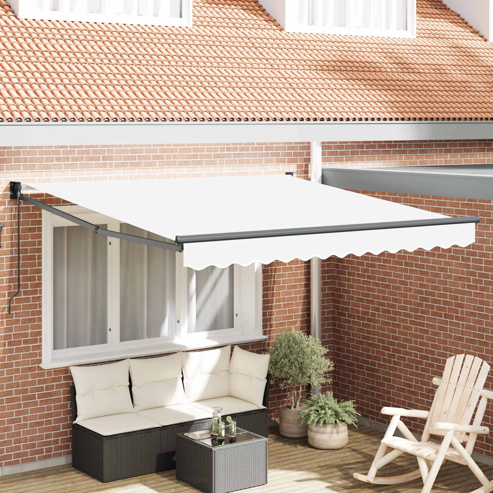 Toldo Retráctil Aluminio Y Tela Gris Antracita