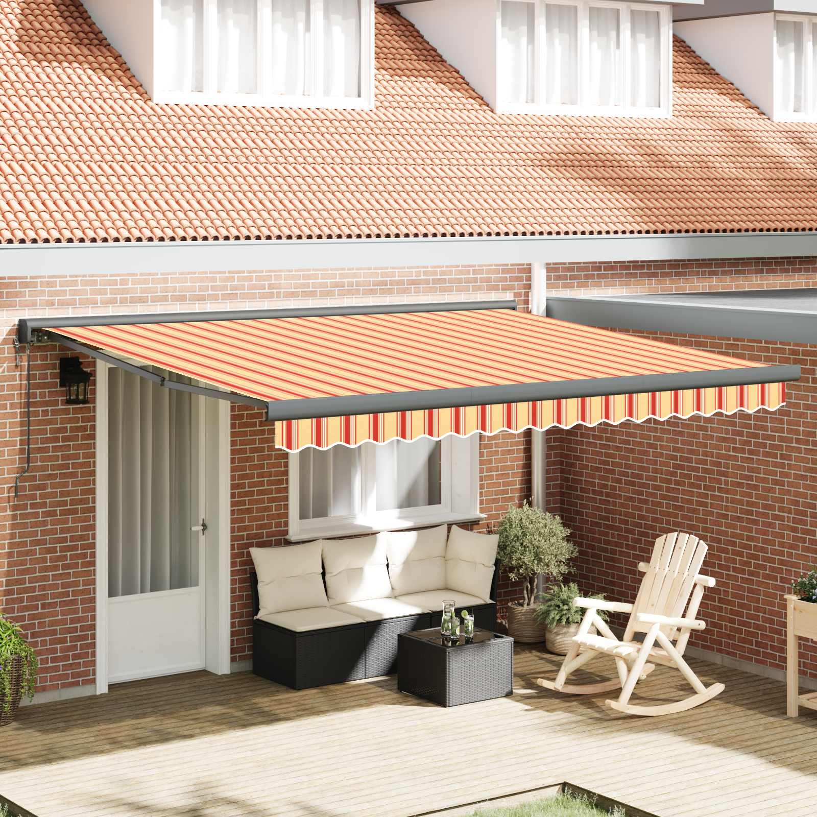 Toldo Retráctil Aluminio Y Tela Gris 3X2,5 M