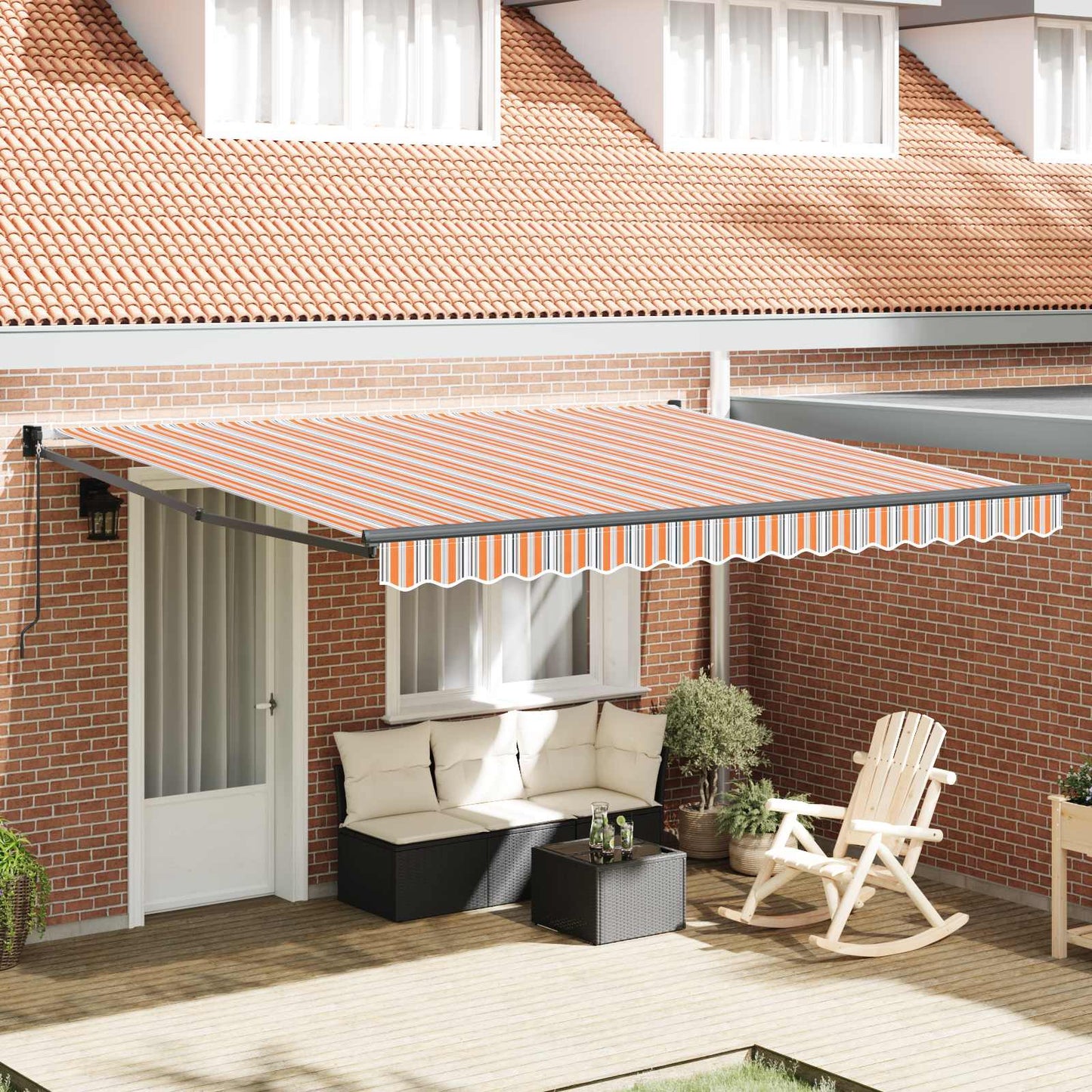 Toldo Retráctil Aluminio Y Tela Gris Antracita