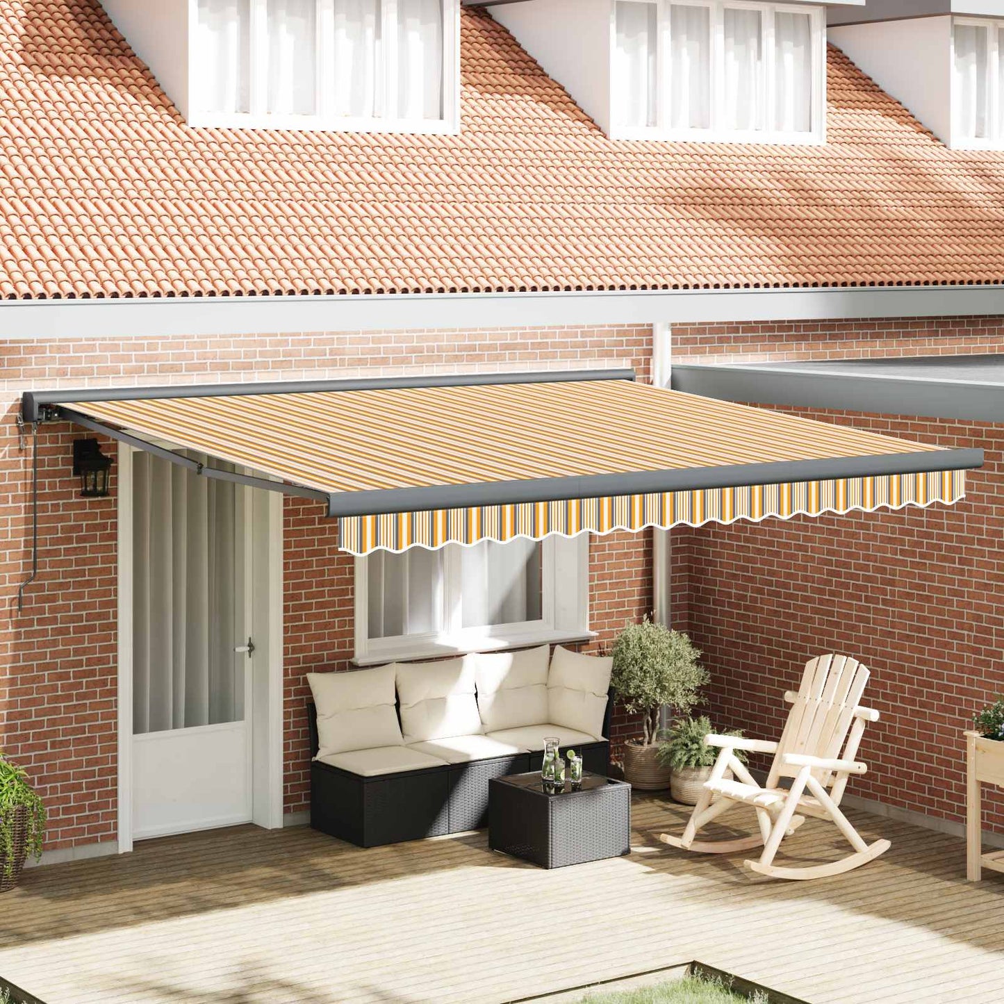 Toldo Retráctil Aluminio Y Tela Gris 3X2,5 M