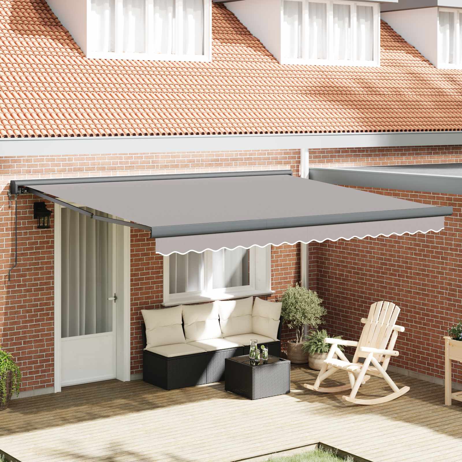 Toldo Retráctil Aluminio Y Tela Gris 3X2,5 M