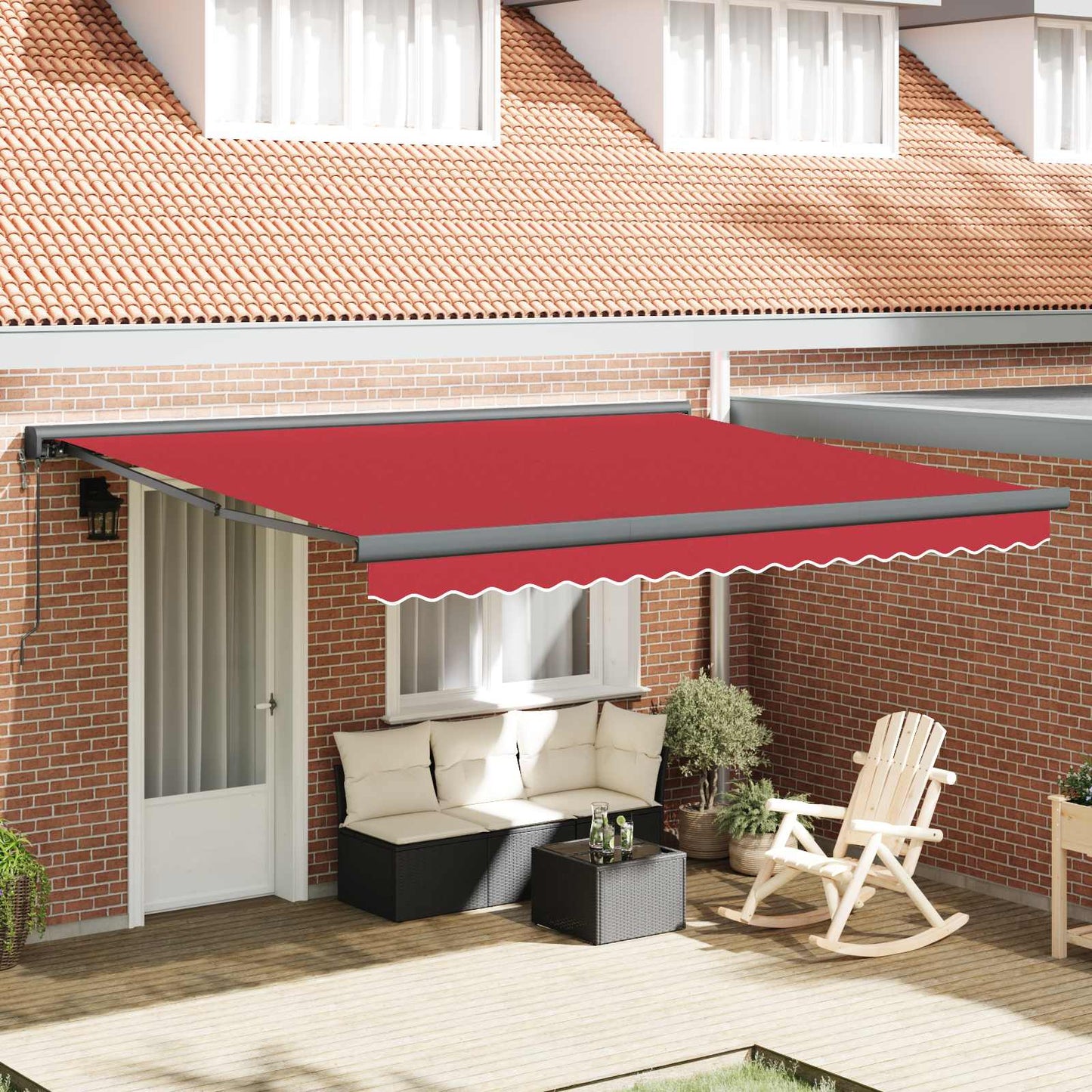 Toldo Retráctil Aluminio Y Tela Gris 3X2,5 M