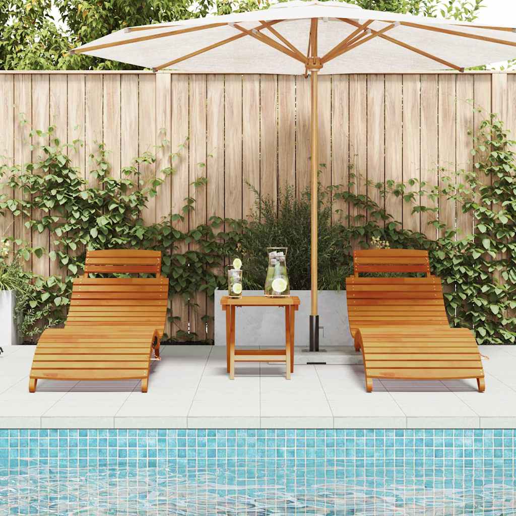 Tumbona 3 Pcs Marrón Madera De Acacia Sólida