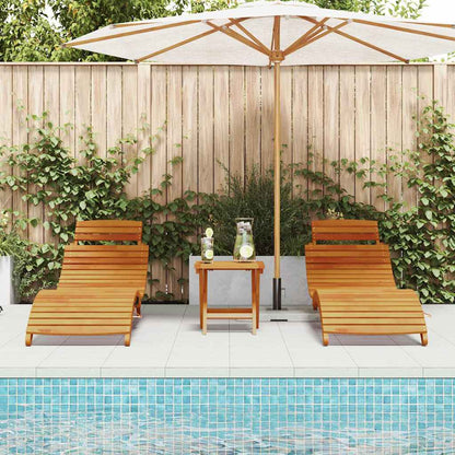 Tumbona 3 Pcs Marrón Madera De Acacia Sólida