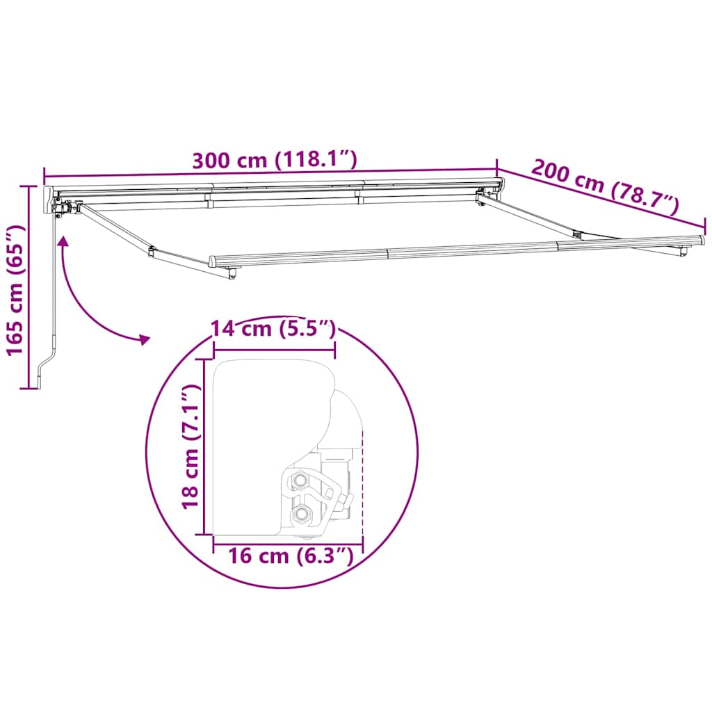 Estructura Del Toldo Manual Ajustable 3 X 2 M Acero
